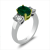 2.21ct.tw. Diamond And Emerald Three Stone Ring Emerald 1.44ct. 14KWY DKR002833